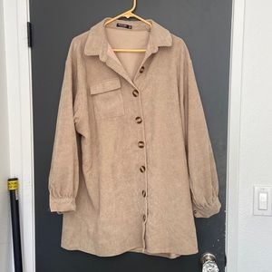 Corduroy button down shirt dress